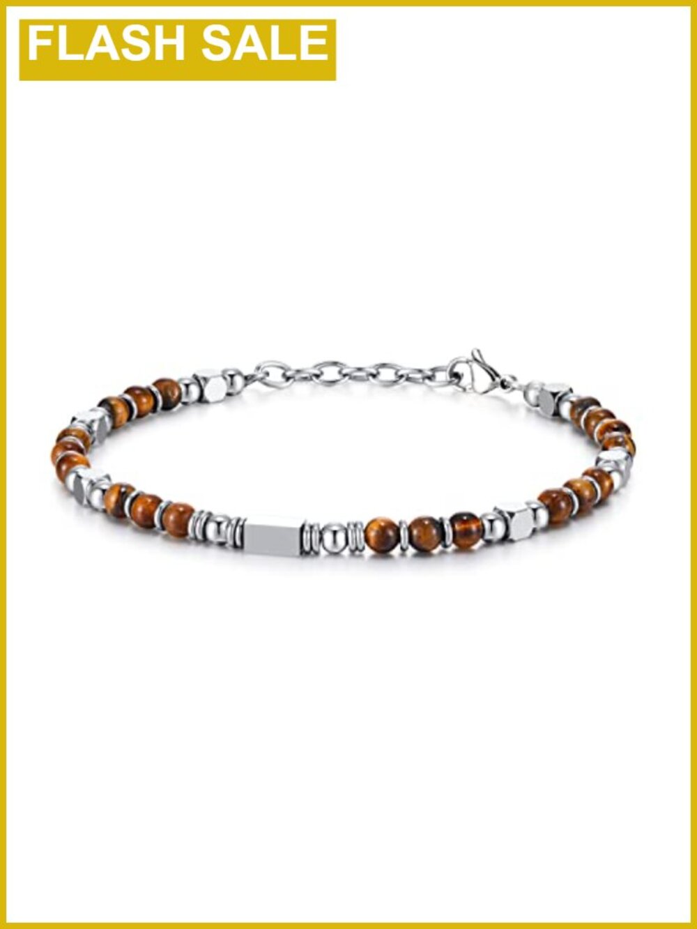 Women's Beaded Bracelet Natural Stone Stainless Steel Adjustable Boho Gift